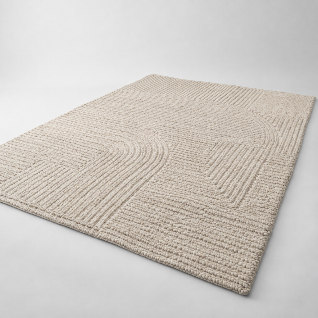 Strukturierter Wollteppich 200x300 cm – originale Detailansicht